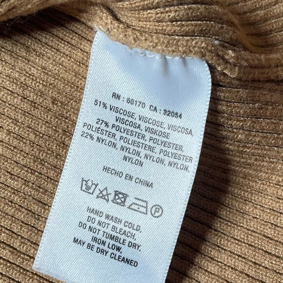 Anthropologie Maeve Ribbed Button Up Collared Cardigan Sweater Brown Sz Small - Picture 4 of 5